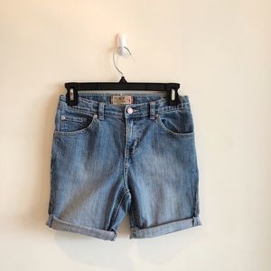 Denim mid-length shorts